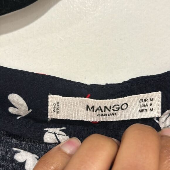 Mango Navy Blue Butterfly Maxi Dress Size 6 - Picture 9 of 12